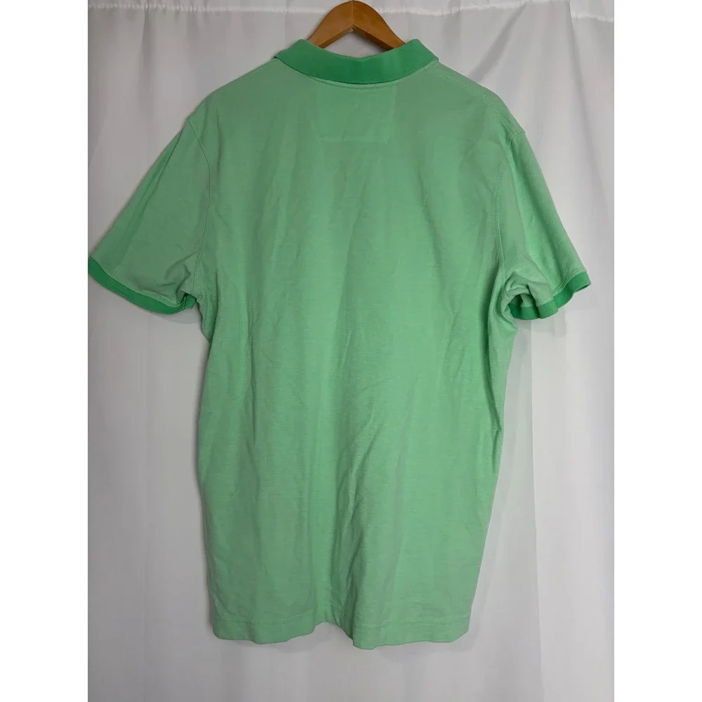 Banana Republic Mens XL Green Striped‎ Polo Shirt Elephant Logo Short Sleeve